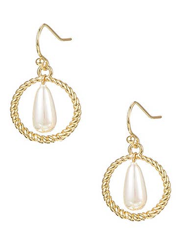 Sea Breeze Pearl Mini Drop örhängen i guld för wholesale av Natalie Wood Designs
