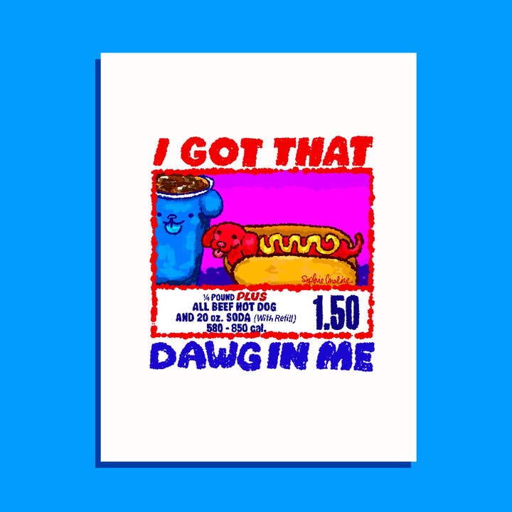 Tengo ese perro en mí Ilustración de meme de perrito caliente de Costco para venta al por mayor de contemporarycaroline