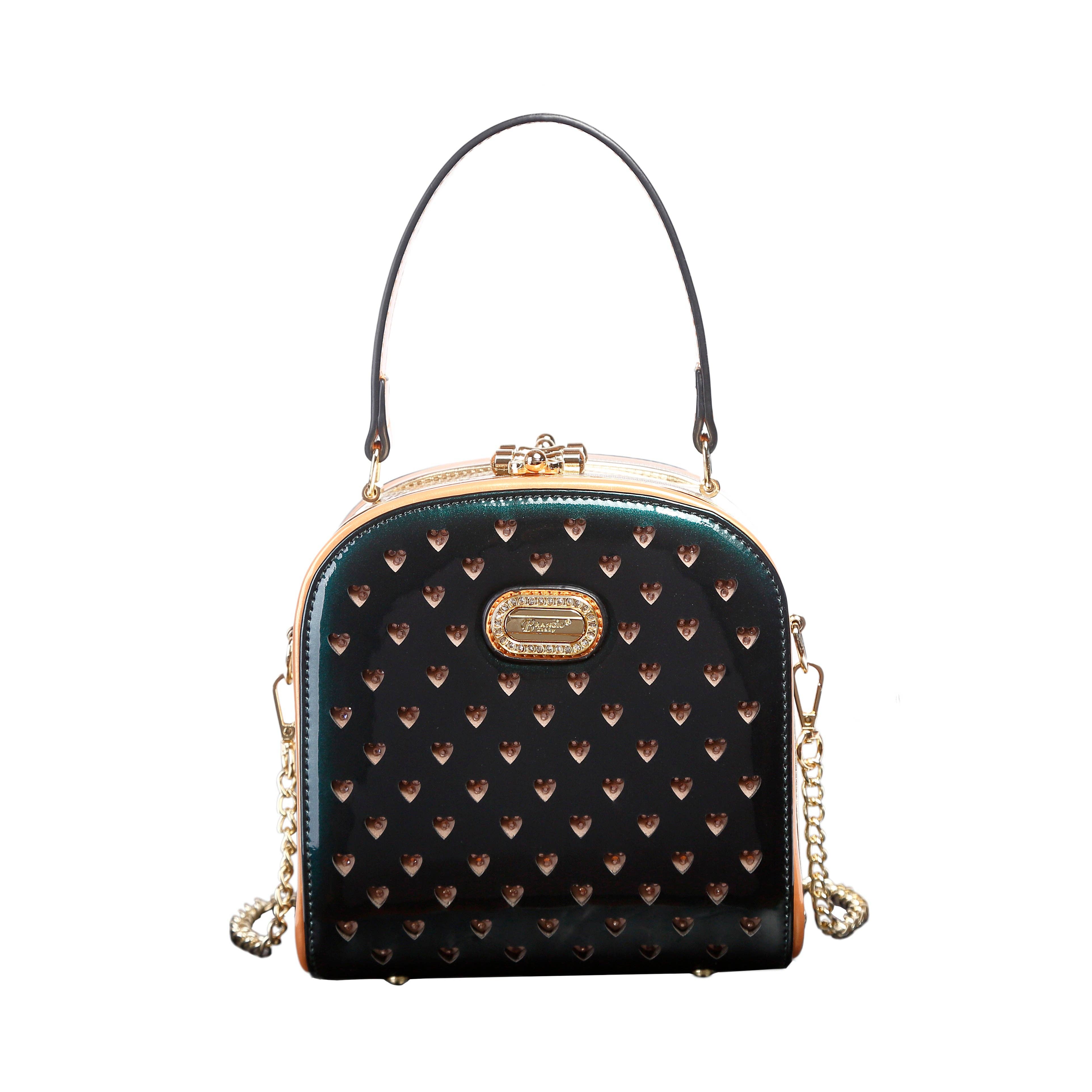 Brangio (Italy) Company Inc. - Vente Sac à main avec poignée sur le dessus – femme - Sac à main box élégant orné de cœurs Brangio Italy3