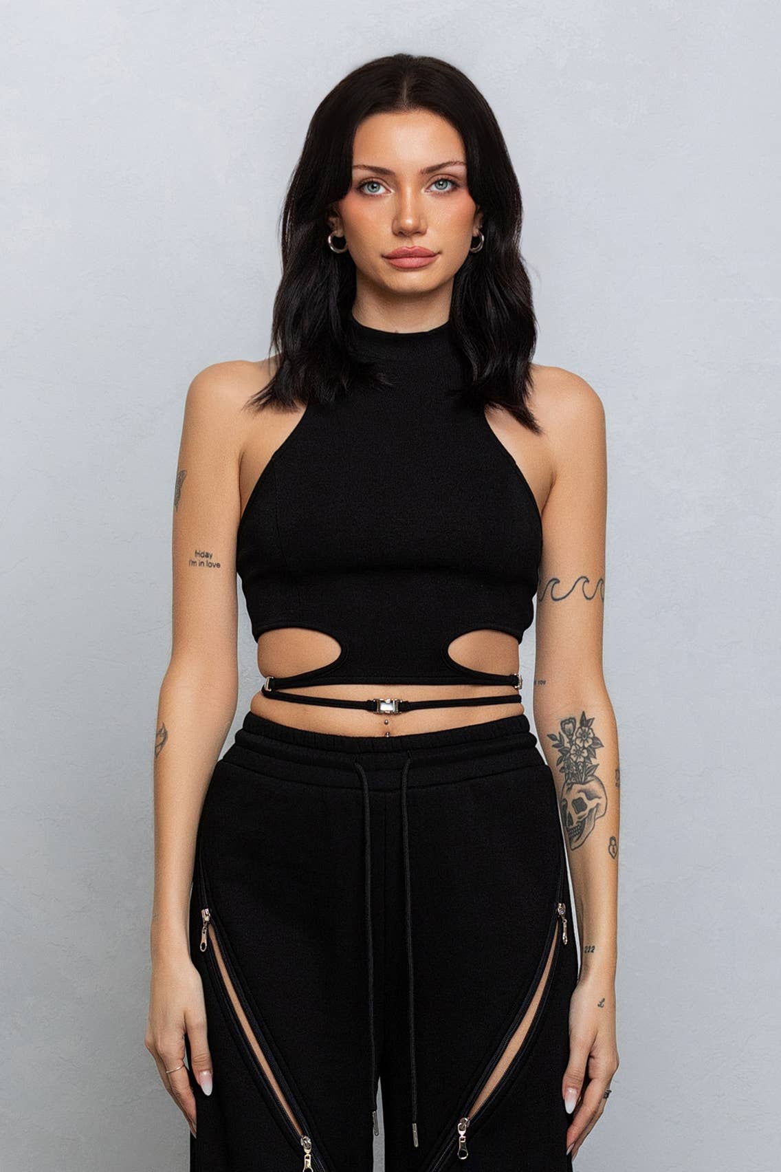 No Vacancy - Wholesale Tank Top - Women's - Crop jersey cut out tank top w/ clasp tie detail11