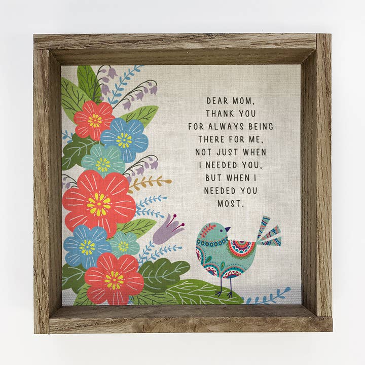 Lienzo decorativo Folk Bird Dear Mom para el Día de la Madre para venta al por mayor de Hangout Home