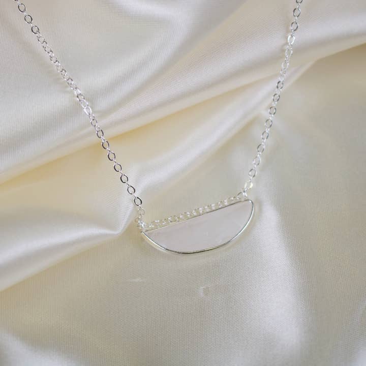 Luna // Quartz Short Silver Necklace for wholesale by TISH jewelry