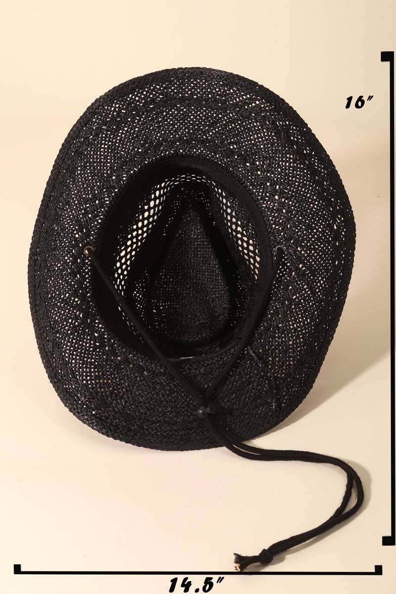 Anarchy Street – Chapéu de cowboy - Mulher por atacado – Chapéu de Cowboy Ocidental de Palha Trançada3