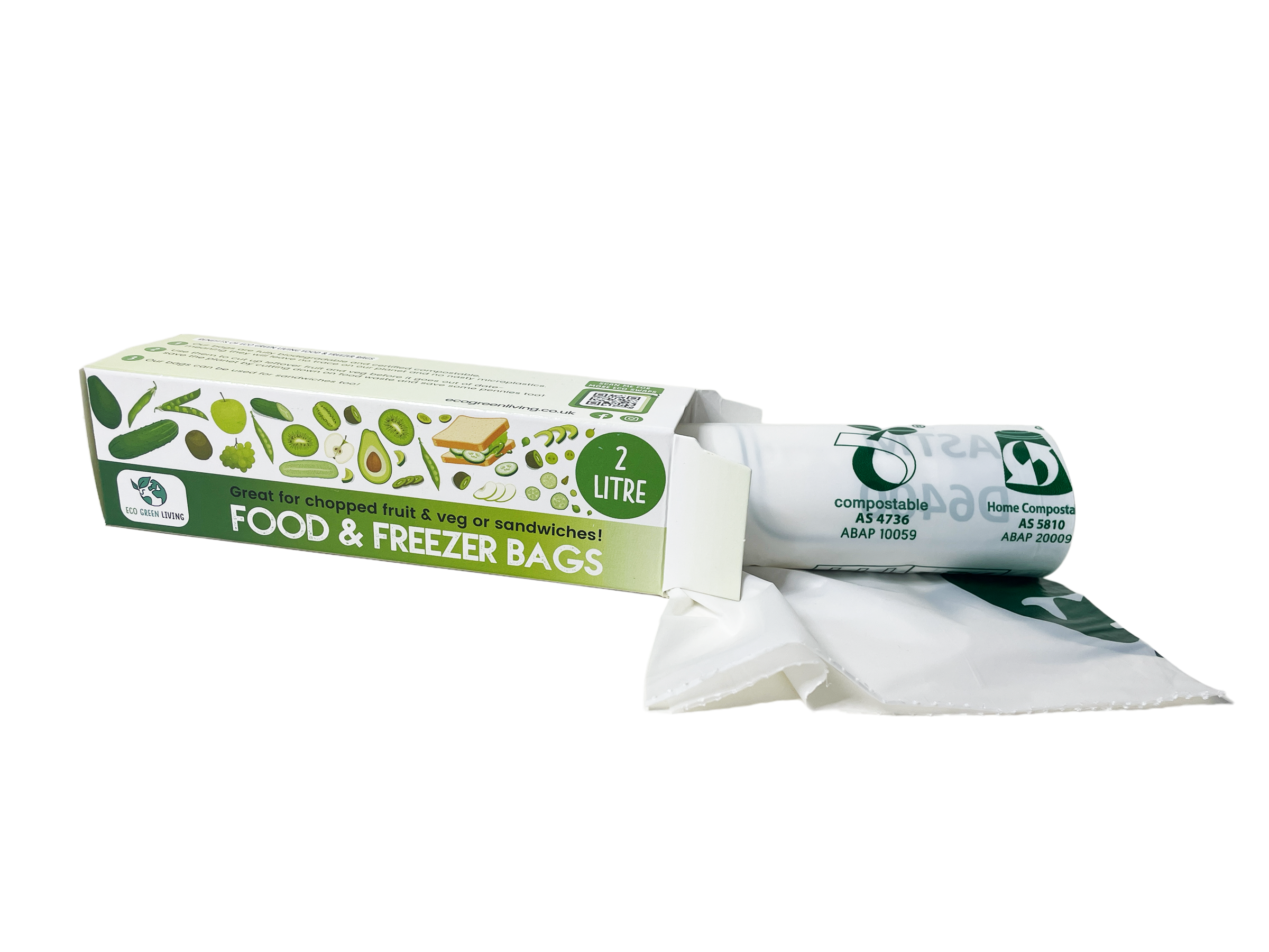 Eco Green Living – wholesale Food storage wrap/bag – 2 Litre Certified Compostable Food & Freezer Bags (35 bags)1