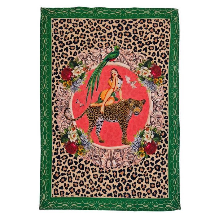 Alice Retro Glamour 100% Linen Tea Towel for wholesale by Queen K