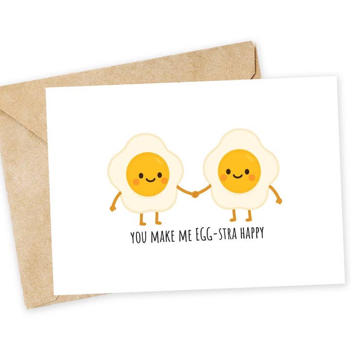 tu me rends ŒUF-trement heureux : Carte d'Amour Œuf pour la vente par Chewy Lemon Studio