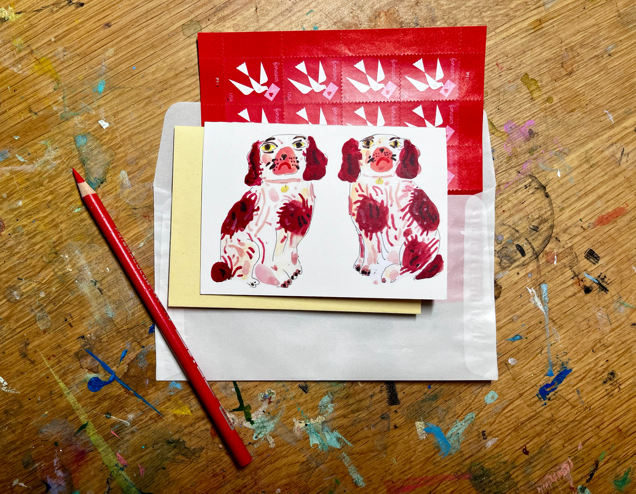ELIZABETH GRAEBER art + illustration - Wholesale Stationery/Notecard Set - Staffordshire dog figurines notecard1