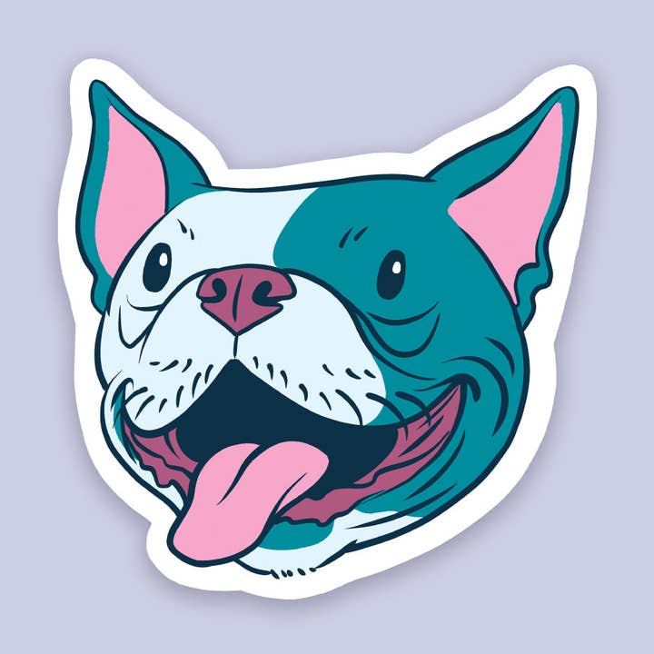 Adhesivo con cara de perro Boston Terrier para venta al por mayor de Crownless Beast