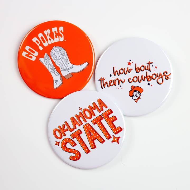 Tailgated Co. - Wholesale Lapel Pin/Button - Oklahoma State University Game Day Buttons | Gameday Pins 3