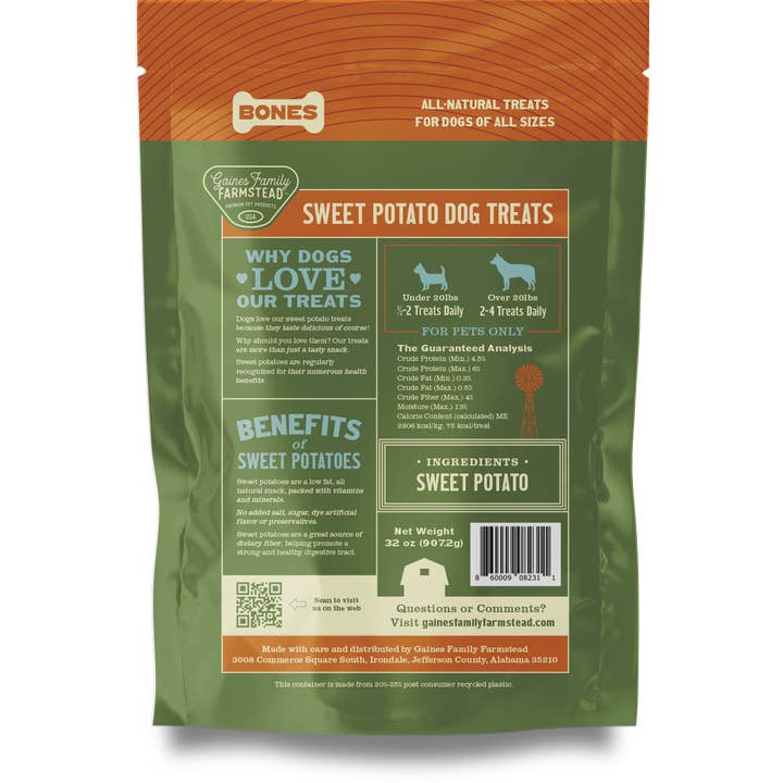 Gaines Family Farmstead - Wholesale Pet Treats - Dog - Sweet Potato Bones