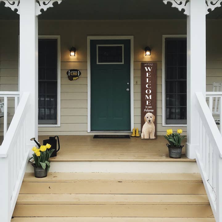 E&S Pets – Großhandel Schild für Außenbereich – Goldendoodle Willkommensschild3