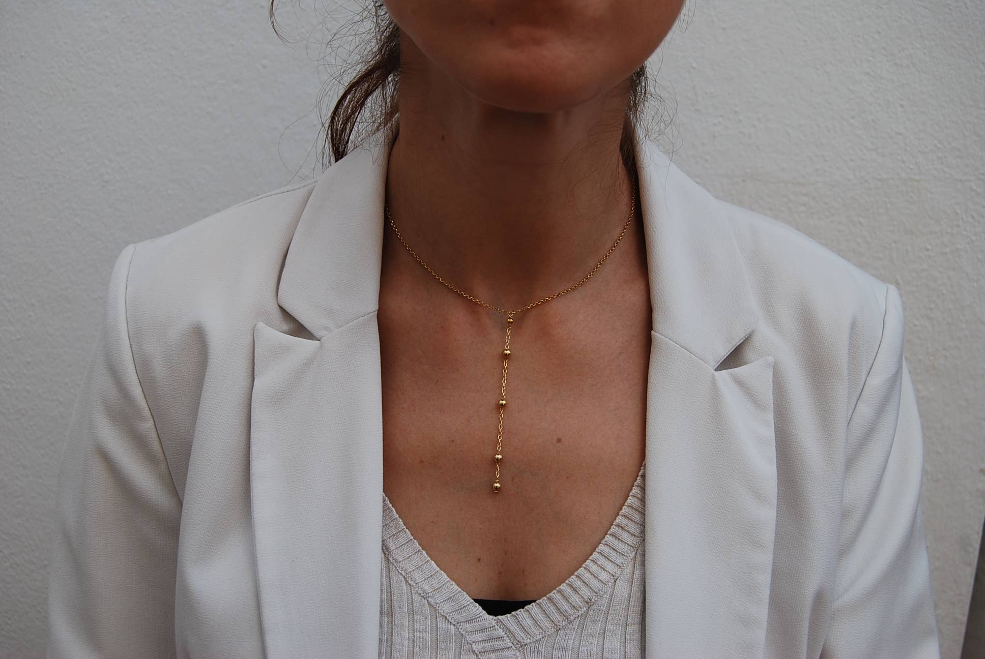 Yneda Jewels - Wholesale Y-Neck/Lariat Necklace - Sterling silver necklace with balls, long layered necklace.2