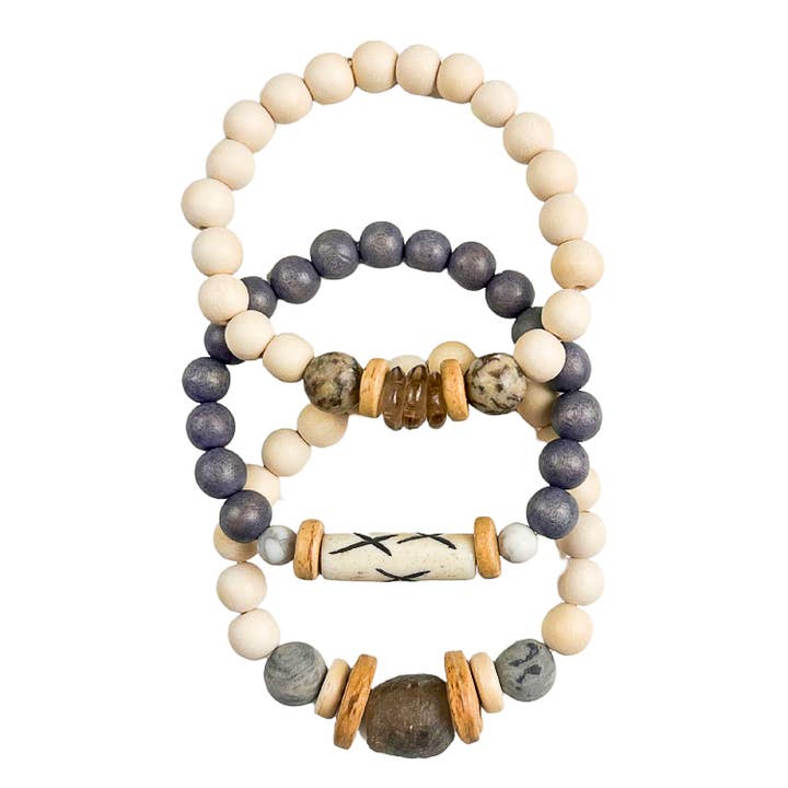 Twine & Twig - Wholesale Jewelry Set - Trio Stack Bracelet Set | Stone