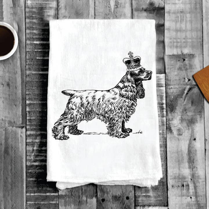 Cocker Spaniel Dog Crown, Cotton Tea Towels for wholesale by Avery Lane Gifts
