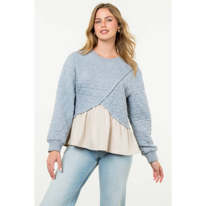 GRAY Mixed Media Sweater for wholesale on Faire