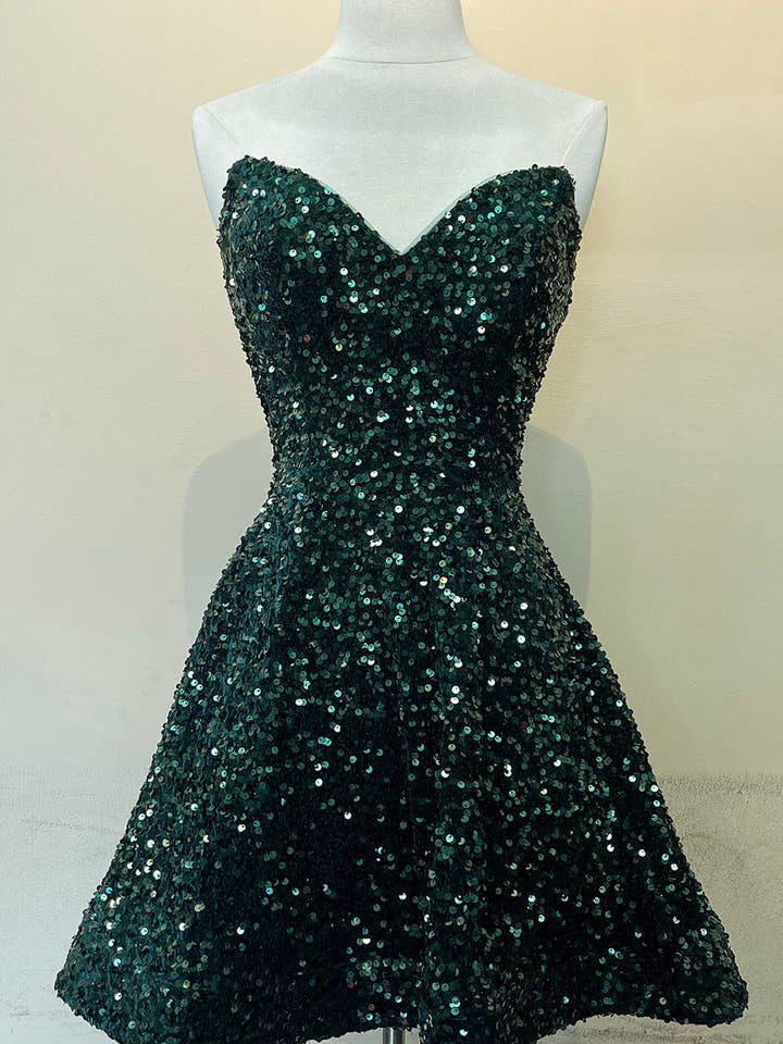 LA Merchandise - Wholesale Dress - Women's - LAA395S Short Strapless Homecoming Sequined Dress1
