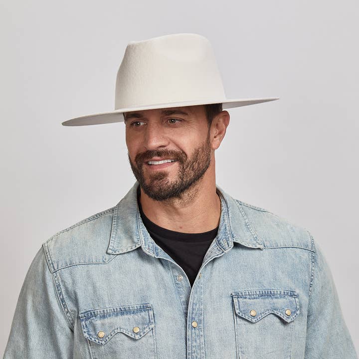 American Hat Makers - Wholesale Fedora - Unisex - 100% Wool Felt Flat Brim Fedora Hat - Style Rancher19