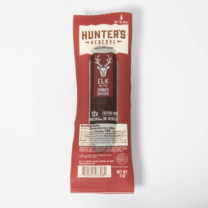 4oz Elk Summer Sausage for wholesale by Hunter's Reserve