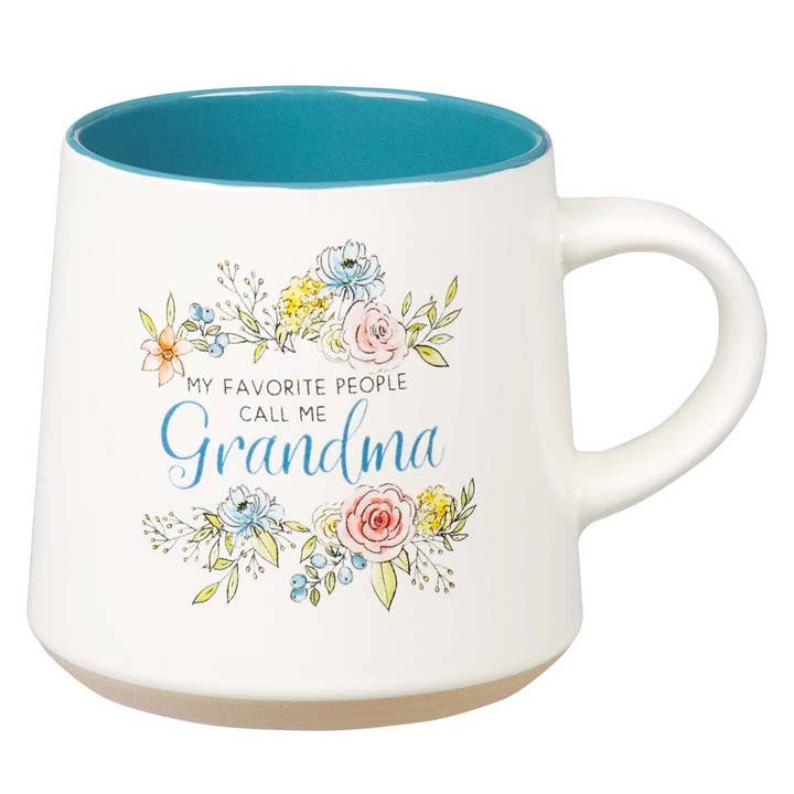 Mug en grès bleu/blanc Floral Grandma pour la vente par Christian Art Gifts