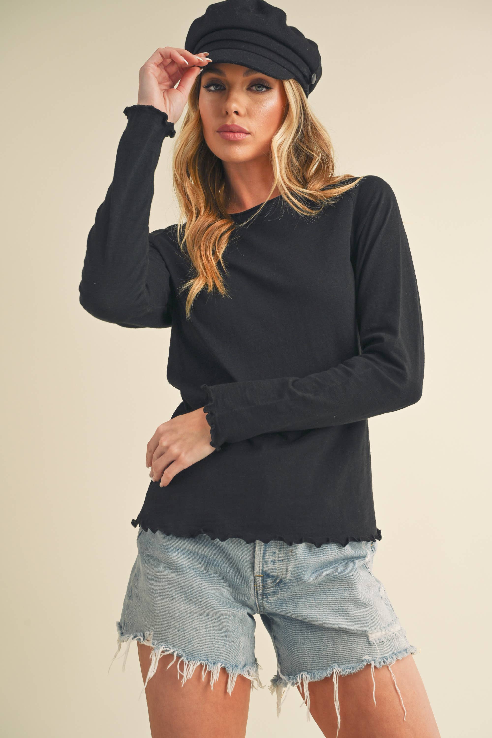 AEMI + CO - Wholesale Knit Top - Women's - 8288DN Gwen Baby Long Sleeve Top 55