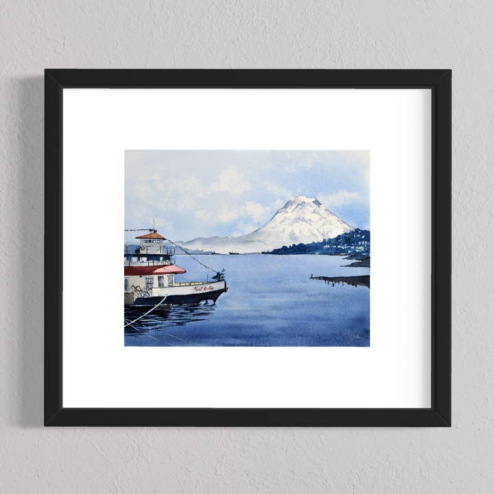 Impressão em Giclée em aquarela Point Ruston Tacoma Washington por atacado de CMarie Northwest