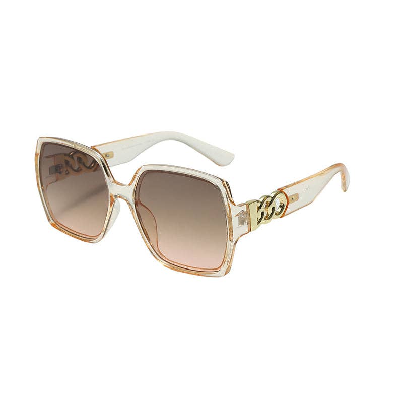 Prime Opticals - Wholesale Sunglasses - Women's - F3134, Large Frame with Small Gold Chain Design Arm7
