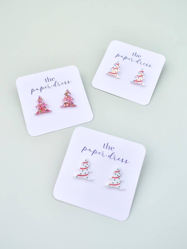 BRINCOS DE ÁRVORE DE NATAL DECORADA por atacado de The Paper Dress