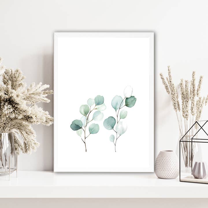 Modern poster in watercolor style with eucalyptus for wholesale by Farbrausch