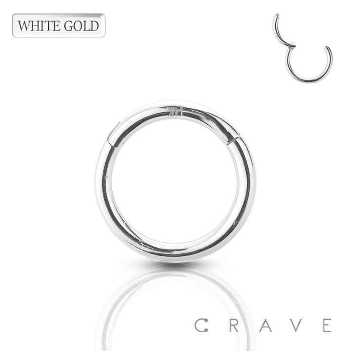CRAVE BODY JEWELRY - Venta al por mayor Pendiente sin pareja - ANILLO DE SEGMENTO CON BISAGRA DE ORO DE 14K (SEPTO, HÉLICE, TRAGO, CAUTIVO)4