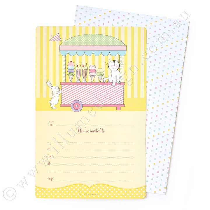 Illume Partyware - Wholesale Invitations - Ice Cream Parlour Invite - Pack of 12