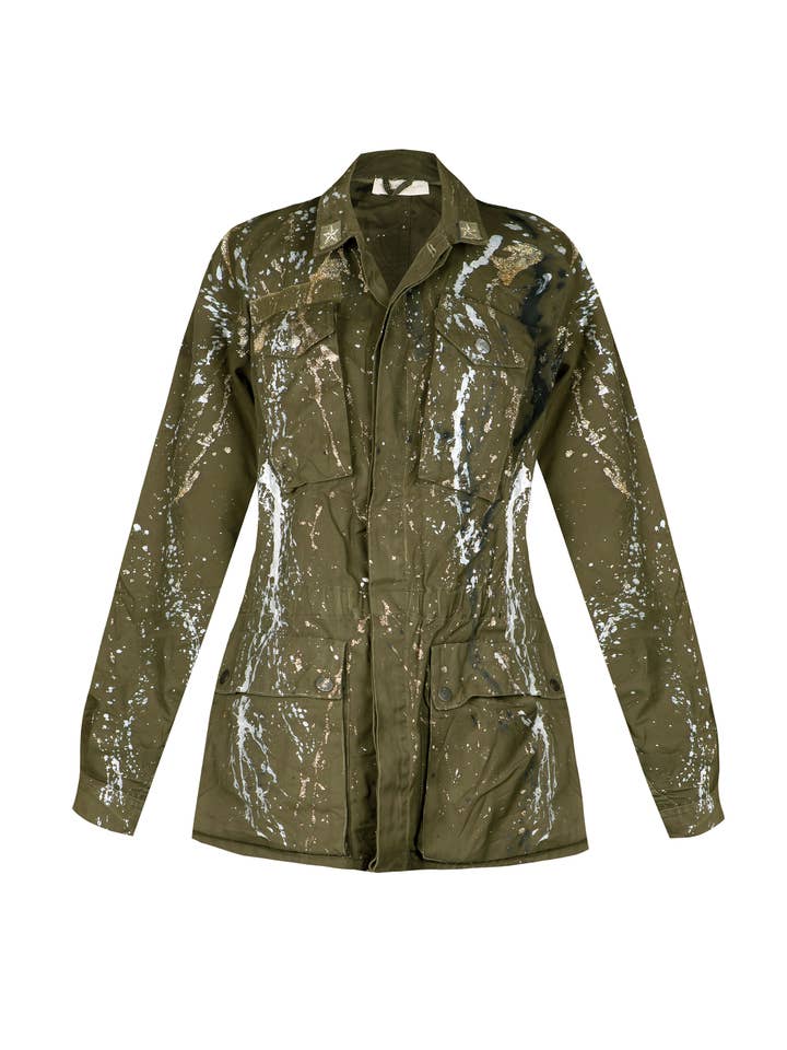 apiedinudinelparco - Wholesale Jacket - Women's - UP-CYCLED MILITARY JACKET GLITTER PATCH STREET ART LUX STYLE5