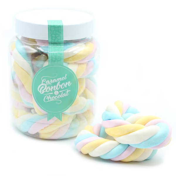 MARSHMALLOW STRIP CANDY POT - 300g Jar (Pack of 6) for wholesale by ADG Diffusion