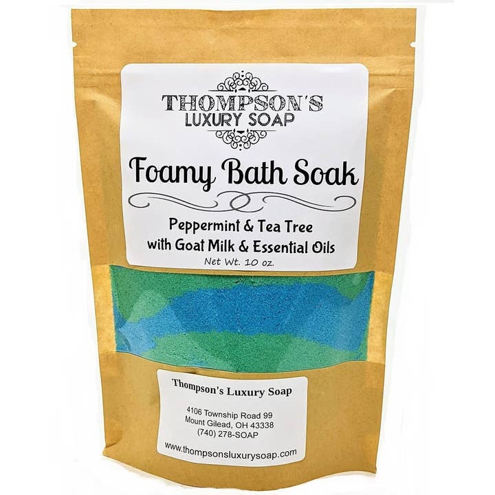 Peppermint & Tea Tree Foamy Goat Milk Bath Soak with Essential Oils for wholesale by Thompson's Luxury Soap