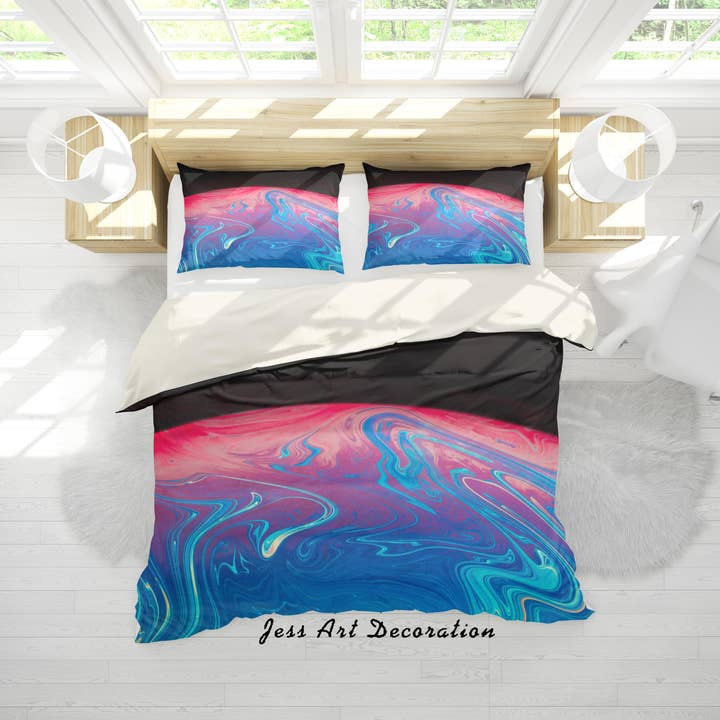 3D Blaue Abstrakte Wellen Bettbezug-Set Bettwäsche-Set Kissenbezüge 10 für den Großhandel von Jess Art Decoration