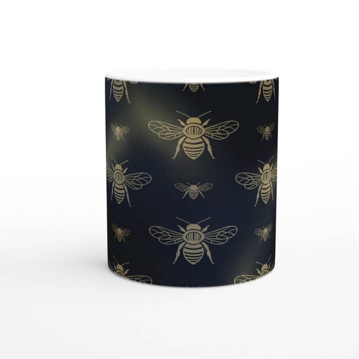 Aminelle & Willow - Wholesale Coffee Mug - Stylish Black Mug with Gold Bees - Elegant Ceramic Cup for Coffee and Tea2