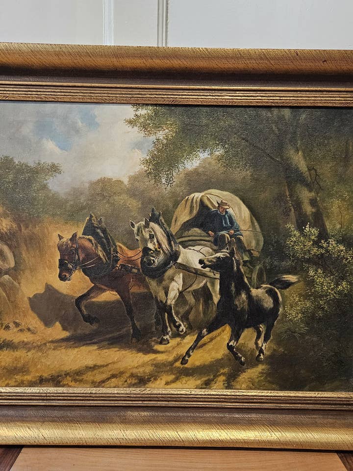 Large Vintage Oil Horse Painting from the 20th Century for wholesale by Asami Concept