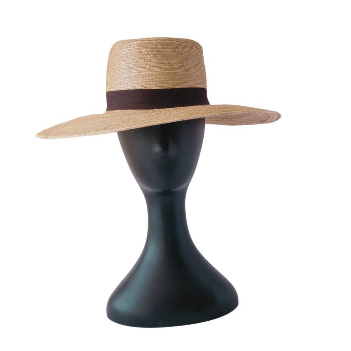 Sombrero de palma | Ala ancha estructurada clásica | color natural para venta al por mayor de Achiote Guatemalan Goods