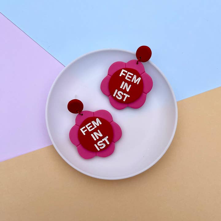 Katrilee – wholesale Hängande örhängen – Feministiska blommor Polymer Clay Dangle Örhängen
