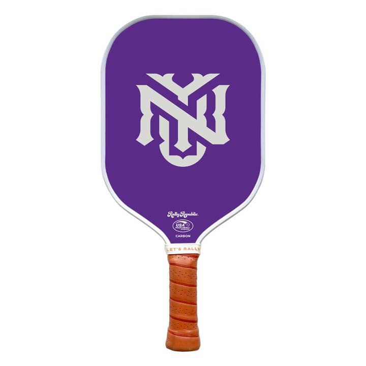 NYU Violets Purple NYU White Primary Athletic Mark Pickleball Paddle (B2B) for wholesale by Rally Republic