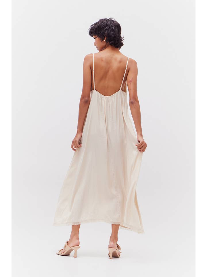 Grade & Gather - Wholesale Dress - Women's - 60951 - RAW EDGE DETAIL SATIN MIDI DRESS