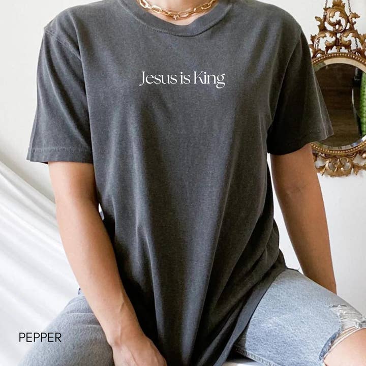 Faith & Life Christian Brands - Wholesale Screen Printed T-Shirt - Women's - Jesus is King Comfort Colors Heavyweight Easter T-Shirt5