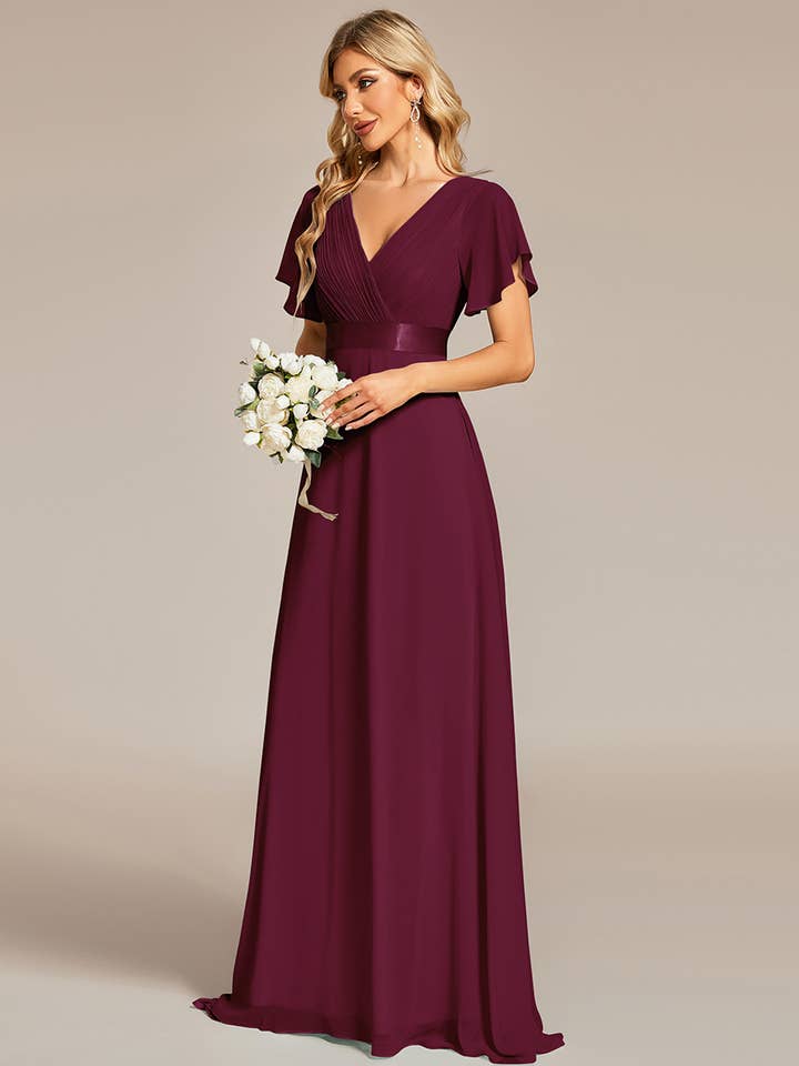 Ever-Pretty - Wholesale Gown – Women's - Double V-Neck Ruffles Chiffon Bridesmaid Dress28