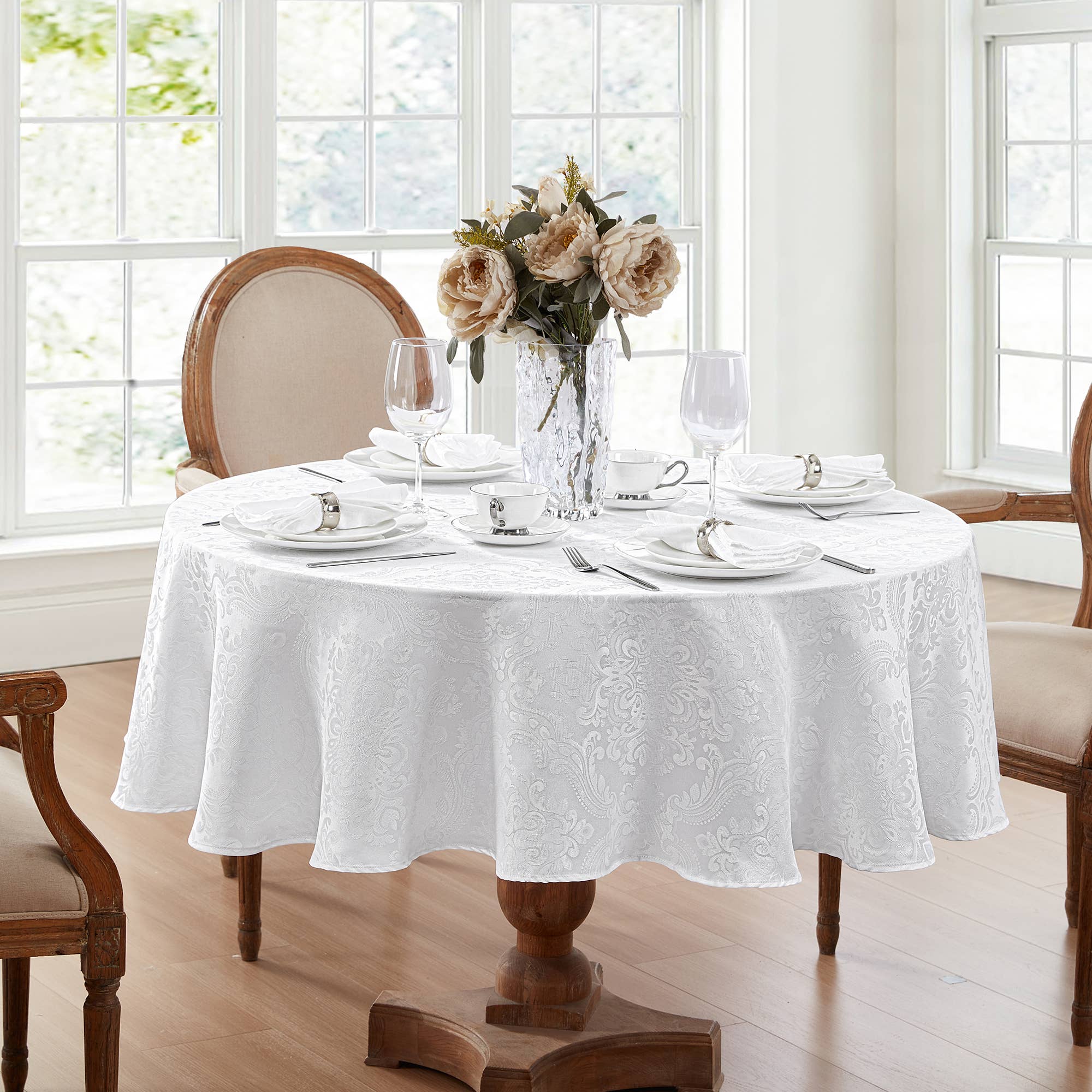 Threadmade Home - Wholesale Tablecloth - Caiden Elegance Damask Water and Stain Resistant Tablecloth3