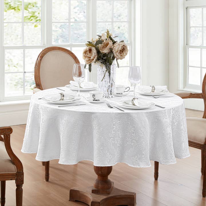 Threadmade Home - Wholesale Tablecloth - Caiden Elegance Damask Water and Stain Resistant Tablecloth3