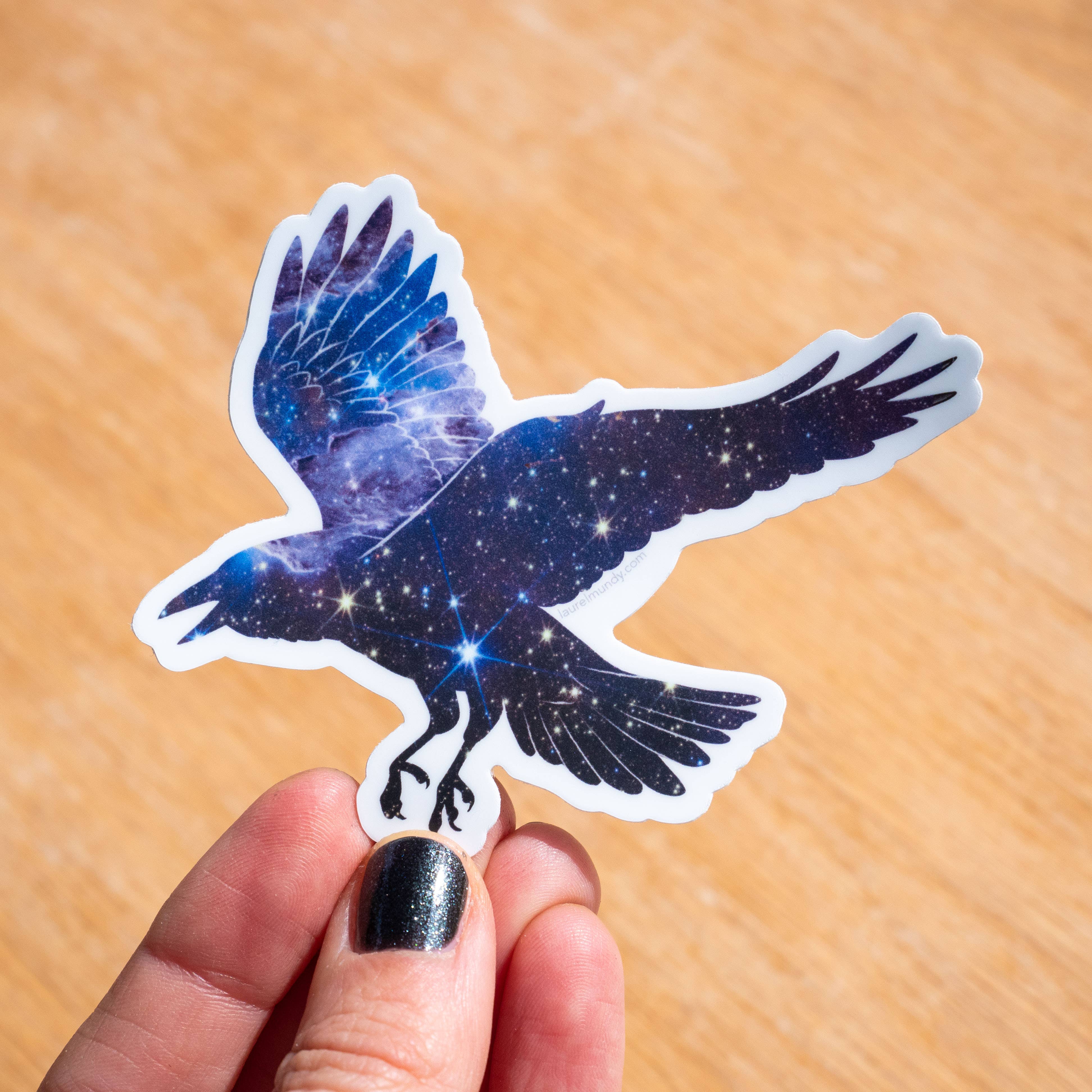 Laurel Mundy Illustration - Wholesale Sticker - Space Raven 3" vinyl sticker - waterproof1