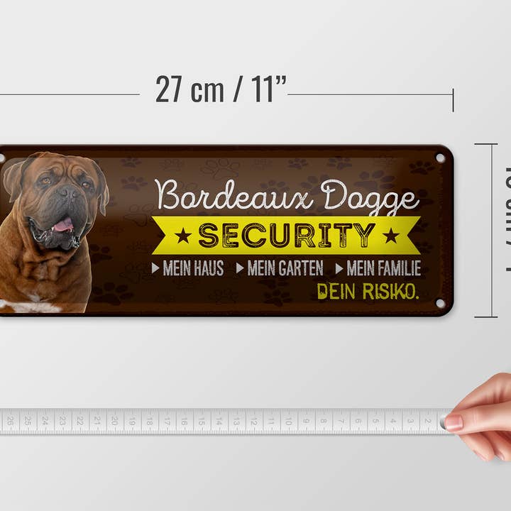 Femer – wholesale Sign – Metal Sign Dog 27x10cm Bordeaux Dog Security Decor Sign3