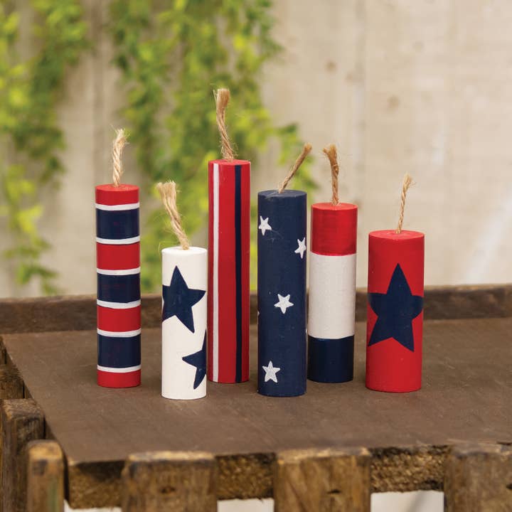 The Hearthside Collection - Wholesale Decorative Tabletop Object - 6/Set - Wooden Firecrackers