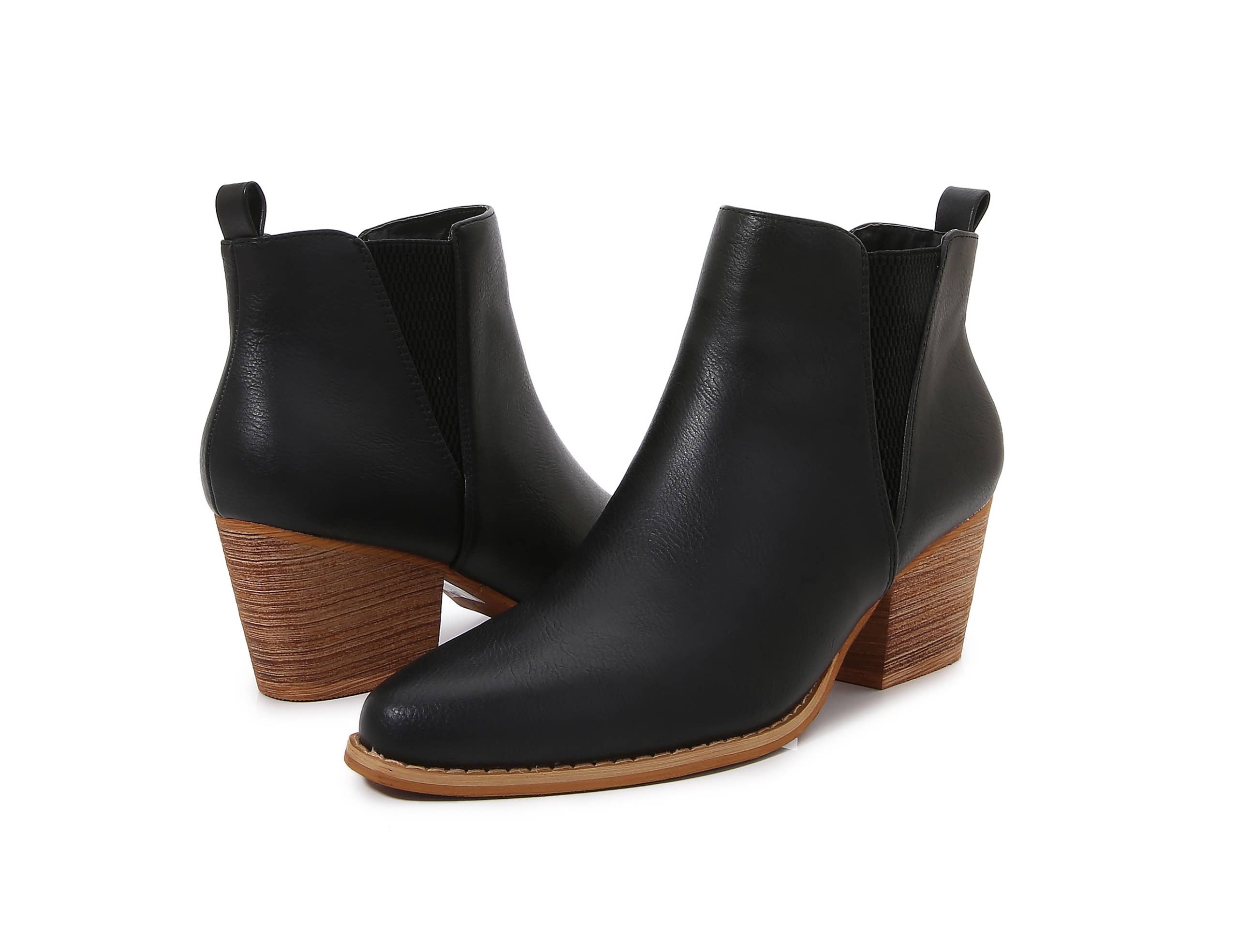 Shop Lev - Wholesale Booties - Women's - [PACK] Women Wooden Heel Slip on Casual Ankle Boots6