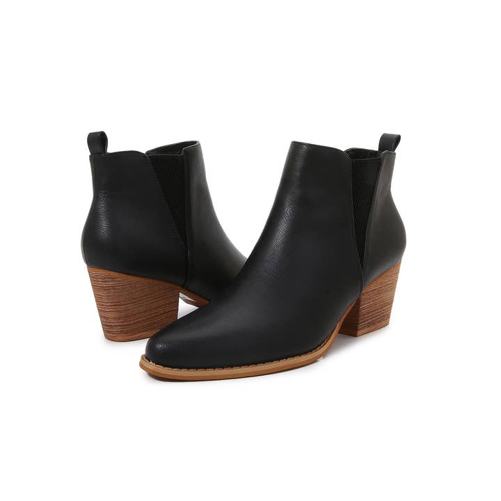 Shop Lev – Botins - Mulher por atacado – Botas femininas casuais de cano curto com salto de madeira - kit6