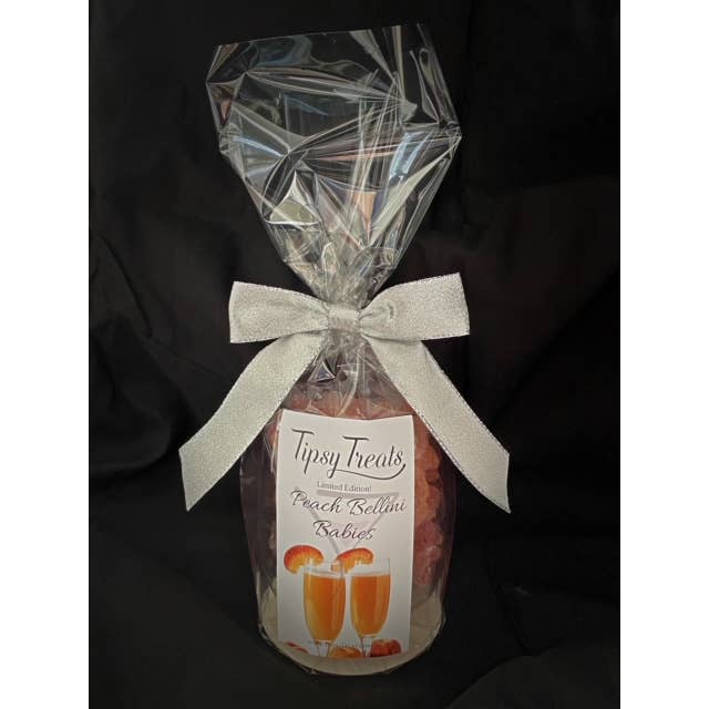 Tipsy Treats – wholesale Presentpåseset/-förpackning – Vin Glas Bebisar Presentuppsättningar - persika Bellini spädbarn